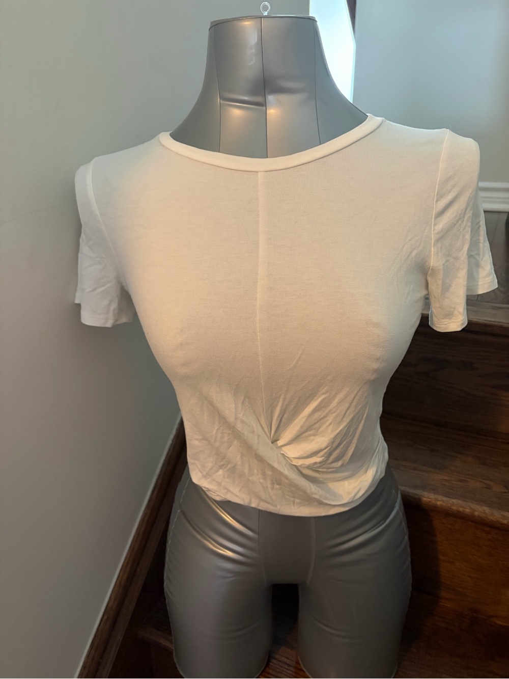 Cozy Casual White Twist-Front Crop Top